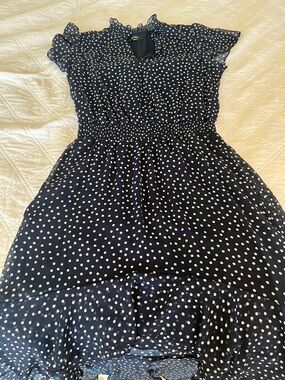 MSK Navy Polka Dot High-Low Dress